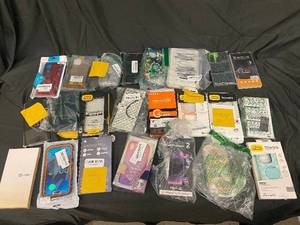 lot 182 image: Assorted Smartphone Cases & Screen Protectors - OtterBox Symmetry, Spigen, Tempered Glass
