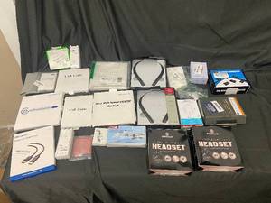 lot 189 image: Apple AirTag 4-Pack - LG Tone Headset - HDMI & USB Cables - Electronics Accessory Bundle