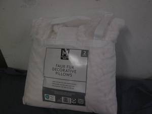 lot 12 image: Faux fur decorative pillow set...