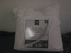 lot 13 image: Faux fur decorative pillow set...