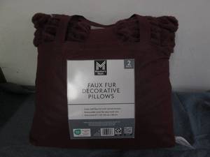 lot 14 image: Faux fur decorative pillow set...