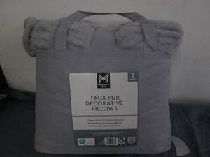 lot 15 image: Faux fur decorative pillow set...