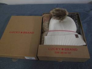 lot 37 image: Lucky Brand scarf and hat gift set...