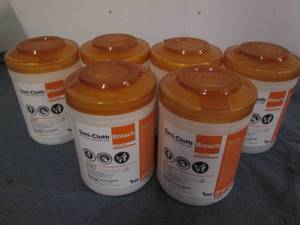 lot 123 image: 6 Pack of SaniCloth bleach wipes...