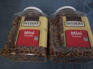 lot 128 image: 2 One pound jugs of Snyders Mini P...
