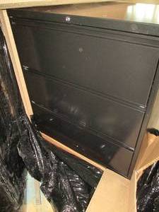 3 Drawer lateral file cabinet, blac...