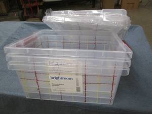 3 Stacking latching storage bins wi...