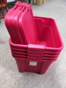 5 Plastic totes with lids...