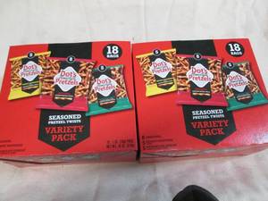 2 18 Variety packs of Dots pretzels...