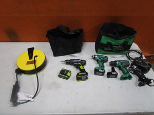 lot 131 image: Retractable Chord Reel, Cordless Drills, Driver, Flashlight