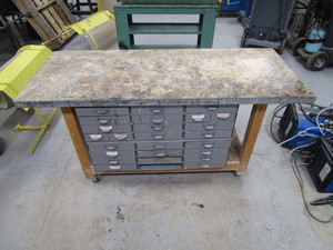 lot 56 image: Rolling Workbench wSteel Parts Drawers