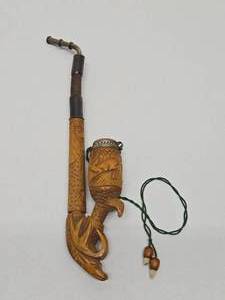 Vintage Hand Carved German Black Forest Wood Smoking Pipe wStag or Elk