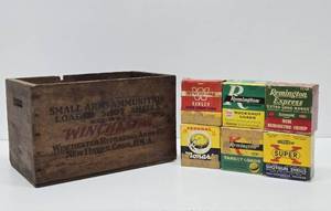 Vintage WINCHESTER Advertising Crate wOld Ammo Boxes