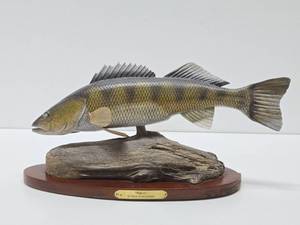 Outstanding Hand Carved Wood Walleye Fish Decoy by Renowned Wood Carver Dave Constantine&nbsp