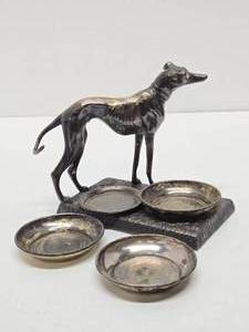 Signed Antique Chrome Whippet Dog Tray&nbsp