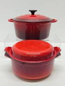 2 Cast Iron Enamel Dutch Ovens - Made in France