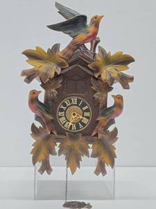 Vintage Black Forest Carved Wood Cuckoo Clock wBirds