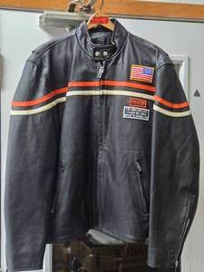 Great Condition Interstate Leather Motorcycle Jacket wEagle - Size Large