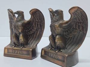 Vintage Brass Patriotic Eagle Bookend Set