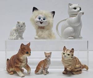 Collection of Assorted Vintage Ceramic Cat Figurines