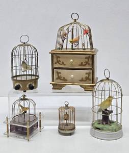 Collection of Vintage Singing Musical Bird Cages