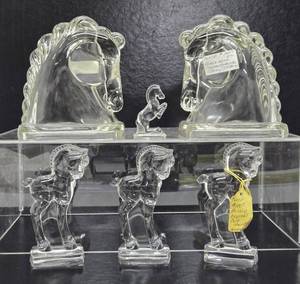 Nice Group of Vintage Mid Century CrystalGlass Horsehead &amp Horses
