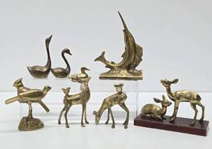 Nice Group of Vintage Solid Brass Animals