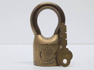 Large Vintage Solid Brass Lock wKey - Rancho Los Andes
