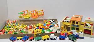 HUGE Lot of Vintage Fisher Price Little People Accessories Buildings Cars Playground etc