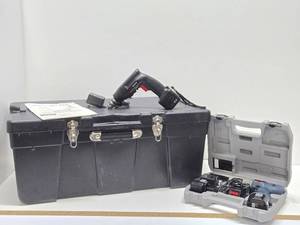 Working Ryobi &amp Craftsman Cordless Drills wBatteries &amp Chargers Plus Tool Box