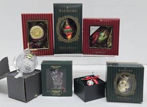 Group of Mint in Box WATERFORD Christmas Ornaments