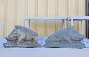 Heavy Concrete or Cement Hog Statues