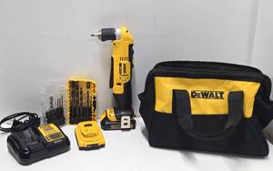 Excellent Working DEWALT VSR Cordless Right Angle Drill wMany Accessories &amp Case