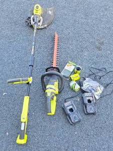 Good RYOBI Cordless Lawn Tools w Battery Chargers