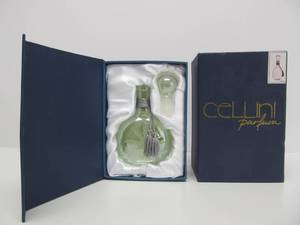 2 Mint in Box CELLINI Etched Crystal Perfume Bottles