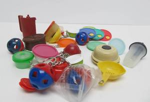 Lot of Vintage Miniature Tupperware Item Keychains