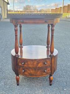 Wonderful High-End THEODORE ALEXANDER Round 2-Tier Side or Lamp Table w/Drawers