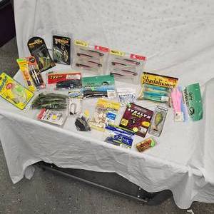 Lot of Strike King, Spiderwire, LunkerHunt, Big Bite, Mustad