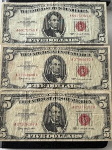 1963 Red Seal $5 Dollar Notes
