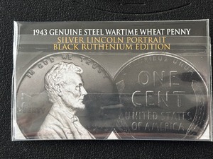 1943 Lincoln Cent Silver Lincoln Portrait Black Ruthenium Edition