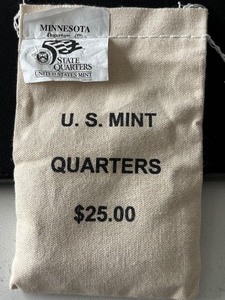 Sealed $25 Dollar Bag of Minnesota State Quarters