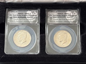 2014 P & D Kennedy Half Dollar High Relief Set ANACS SP69 #69 of #1968