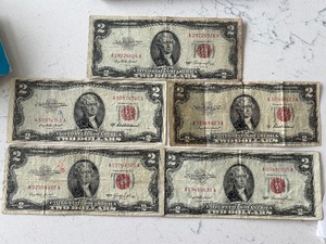 1953 Red Seal $2 Dollar Notes