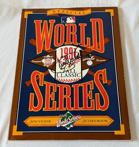 lot 1 image: Kirby Puckett Autographed 1991 World Seriesn Program - Minnesota Twins Baseball