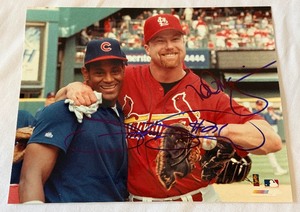 lot 15 image: Mark McGwire and Sammy Sosa Autographed 8x10 Baseball Photo w COA