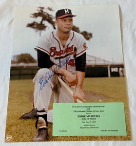 lot 29 image: Eddie Mathews Autographed 8x10 Baseball Photo