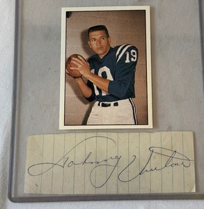 lot 31 image: Johnny Unitas Autographed Cut-Paper w Football Card