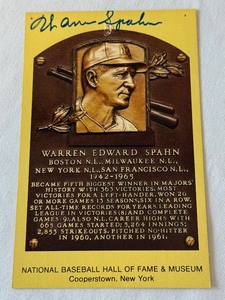 lot 43 image: Warren Spahn Autographed National Baseball Hall of Fame Post Card