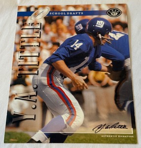 lot 51 image: Y.A. Tittle Autographed 1997 Leaf School Drafts #9 Football Card