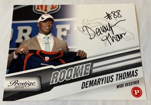 lot 61 image: DeMaryius Thomas Autographed RC 2019 Prestige Oversized Rookie Football Card
